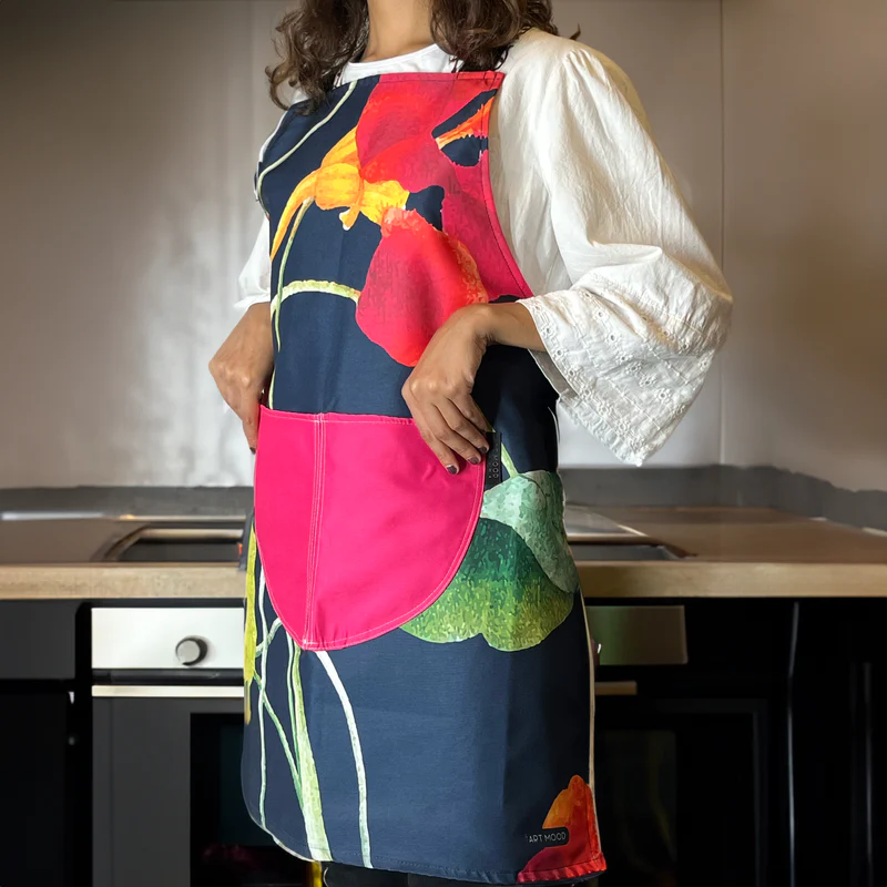 粉色百合烹饪围裙