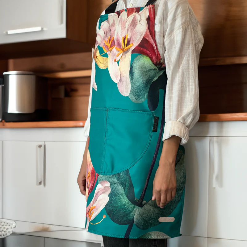 Blue rose cooking apron