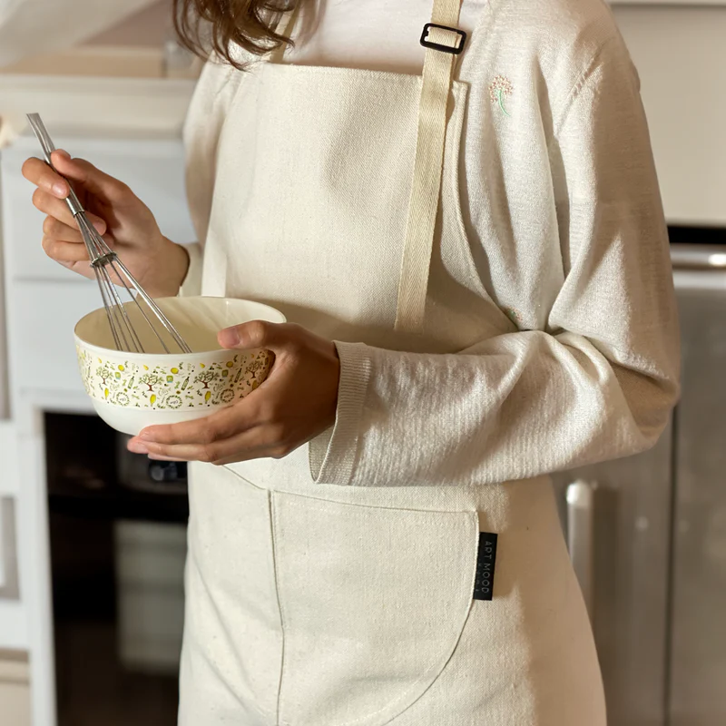 कॉटन कुकिंग एप्रन - सफेद