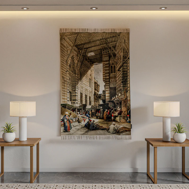 दीवार का गलीचा - रेशम बाज़ार का चित्रण