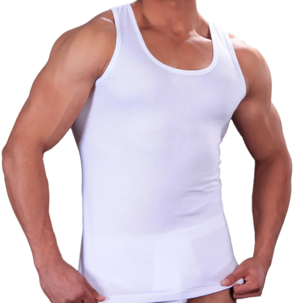 Royal Tex White Wide Shoulder T-Shirt | Royal Tex Wide Strap Basic T-shirt White